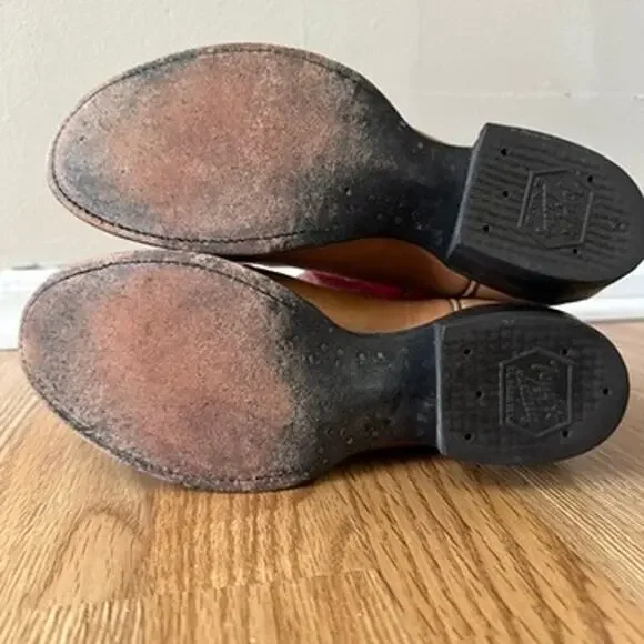 Tony Lama Leather Cowboy Boots Womens 6.5M Embroidered Western Boho Red Brown - Picture 11 of 11